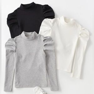 3 mock neck long sleeve tops shirts size 11/12 SHEIN black gray white